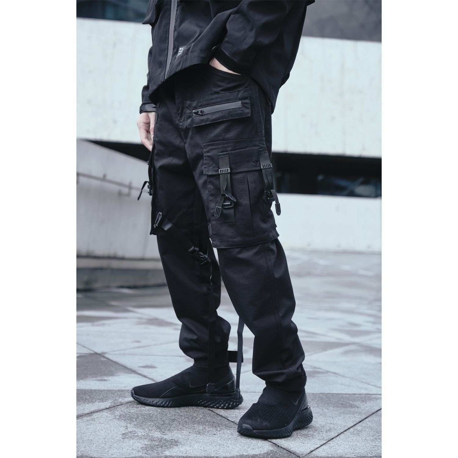 Tactical cargo-pants techwear ss ribbons multipleckets ss darkwear streetgoth