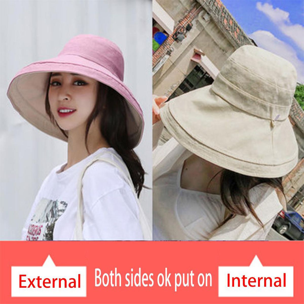【ALLGOOD】Women Korean of allinone travel sun hat sun block uv sun hat lady