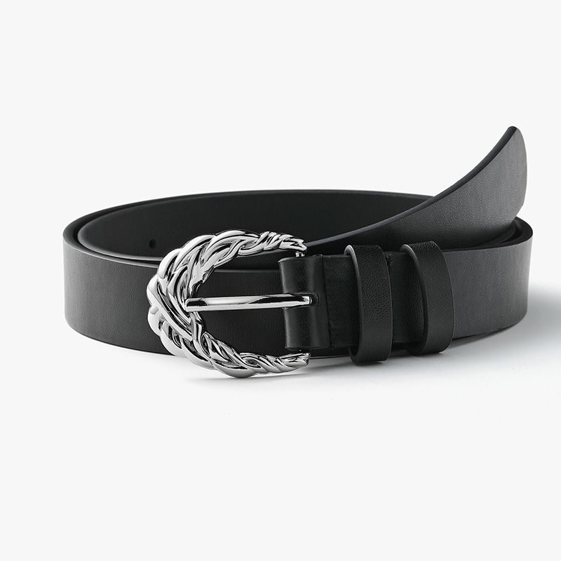 Loldeal 2.8x107cm Creative Style Fashion Women's Exquisite Carved Pin Buckle Belt Cross-Border Supply Vintage Ornament Black Belt Women