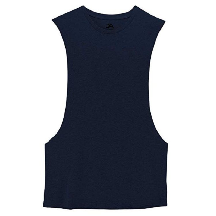 Men's Fitness Sleeveless Vest With Extreme Dropped Armhole Crew Neck Regular Fit Shirts TaTops
