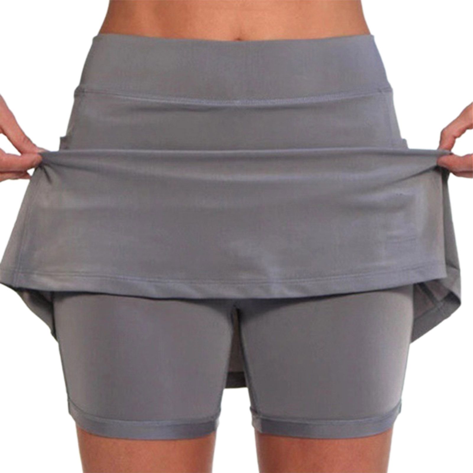 Sport Shorts Elastic Waisted A-Line Double Layers Workout Shorts