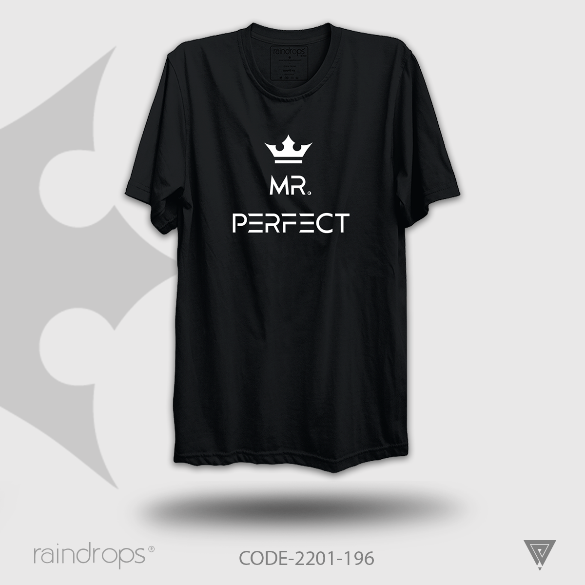 Raindrops Premium T-Shirt 'Mr. Perfect' Designed Half Sleeve Black T-Shirts For Men - T Shirt For Man - T Sirt