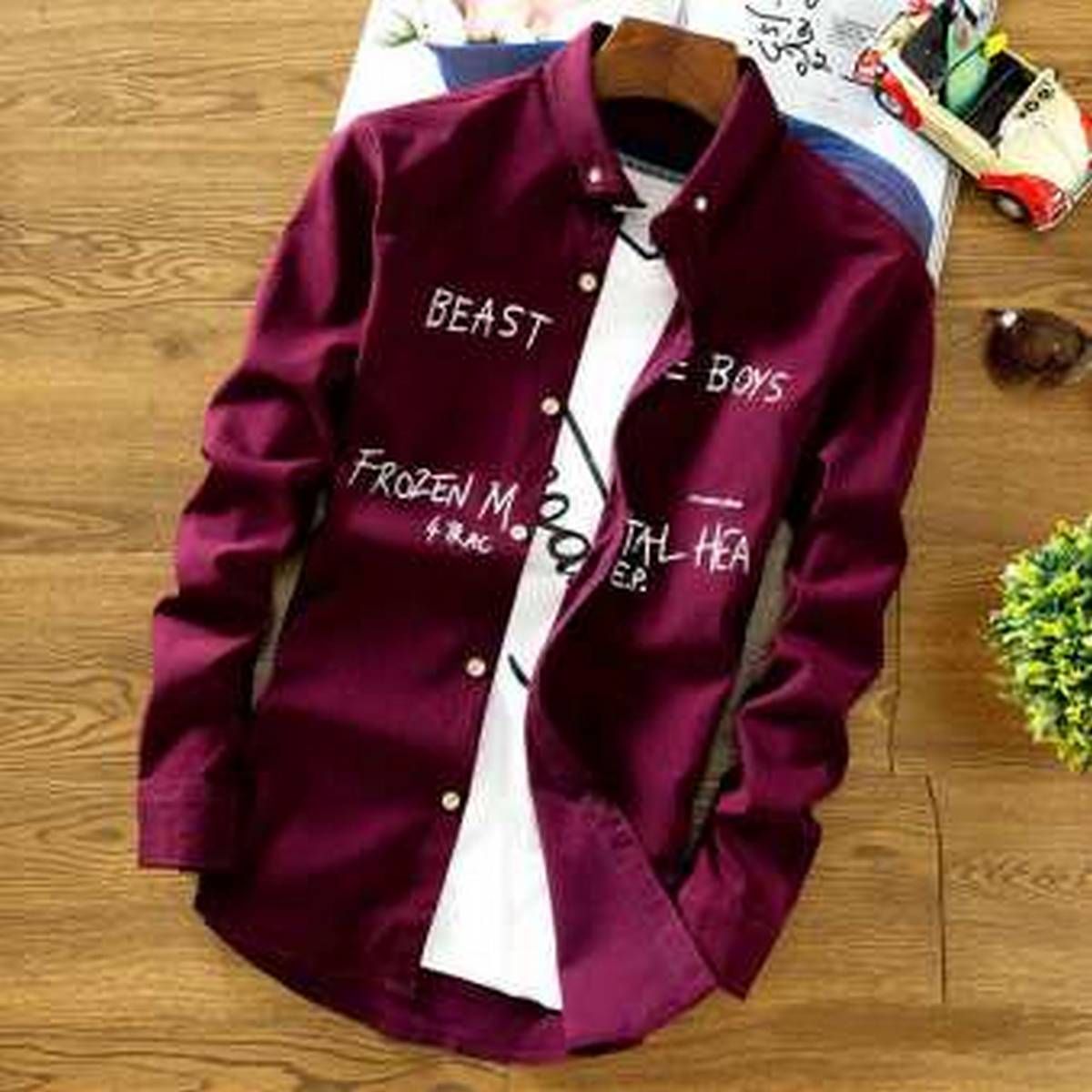 Maroon Stylish Causal Shirt for Men
