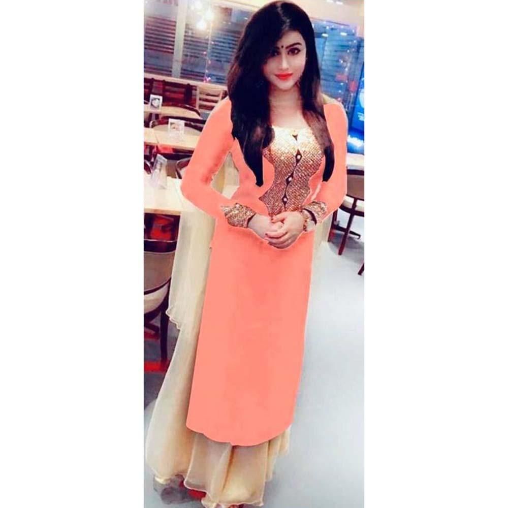 Unstitched Peach Georgette Salwar Kameez for Women