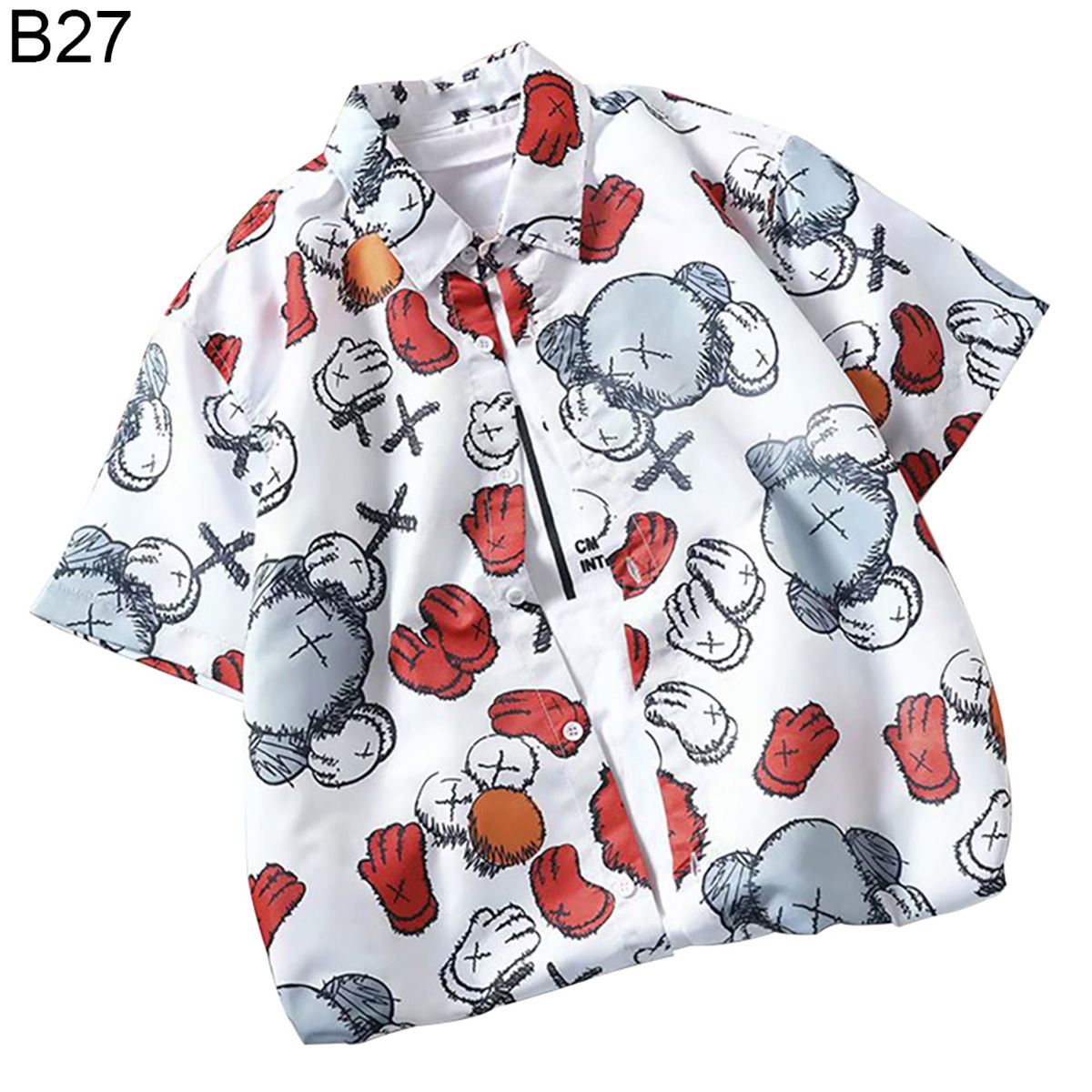 Men Summer Stylish Floral Print Beach Half Sleeve Turn Down Collar Top T-shirt