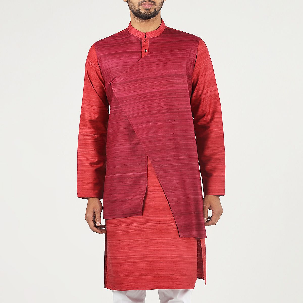 QRIUS Maroon Endi Silk Panjabi
