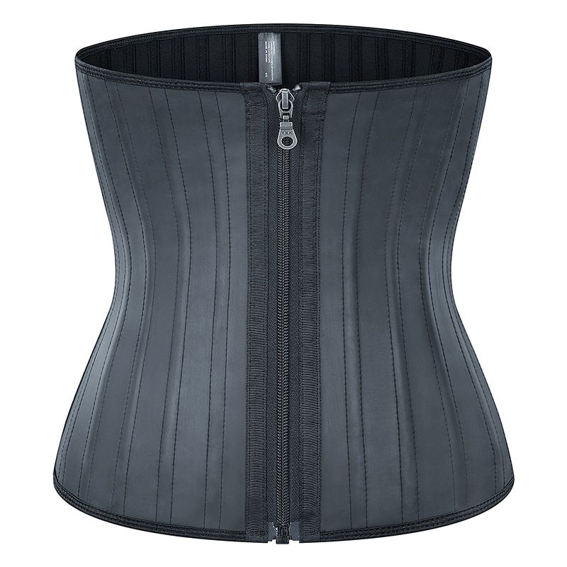25-Steel-Bones Latex Rubber Waist Trainer with Zip Shapewear Corset Belly Body Shaper Modeling Strap Waist Cincher Slimming Belt