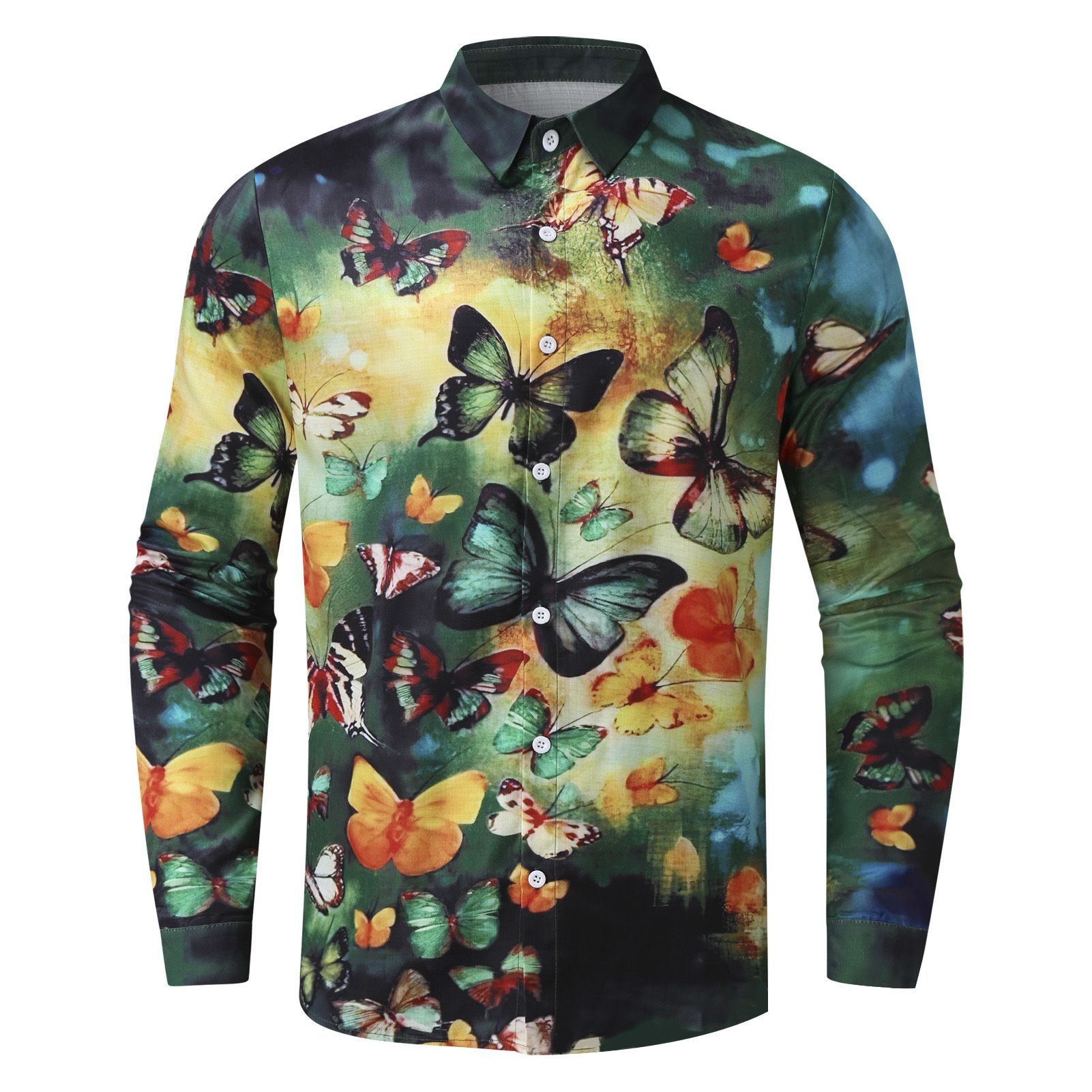 Shirt Butterflies Print Temperament Turndown Collar Shirt