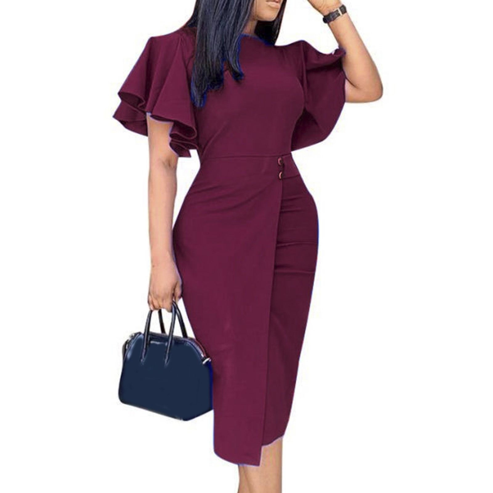 Bodycon Dress Round Neck Crew Neck Sheath Dress