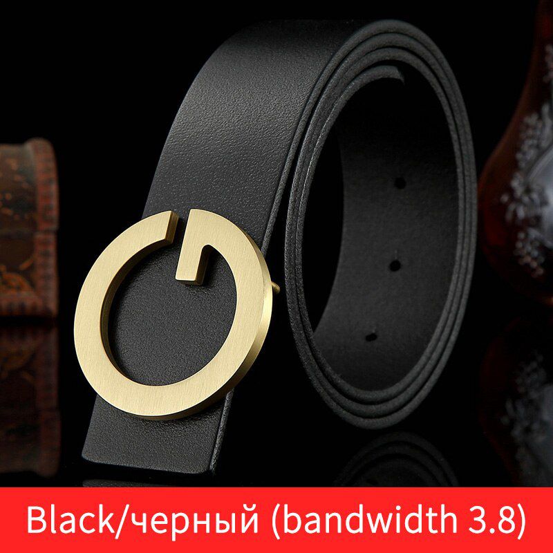 High Men Leather Belt Fashion G Solid Brass Buckle Strap Belt Casual Belts for Men Male waistband