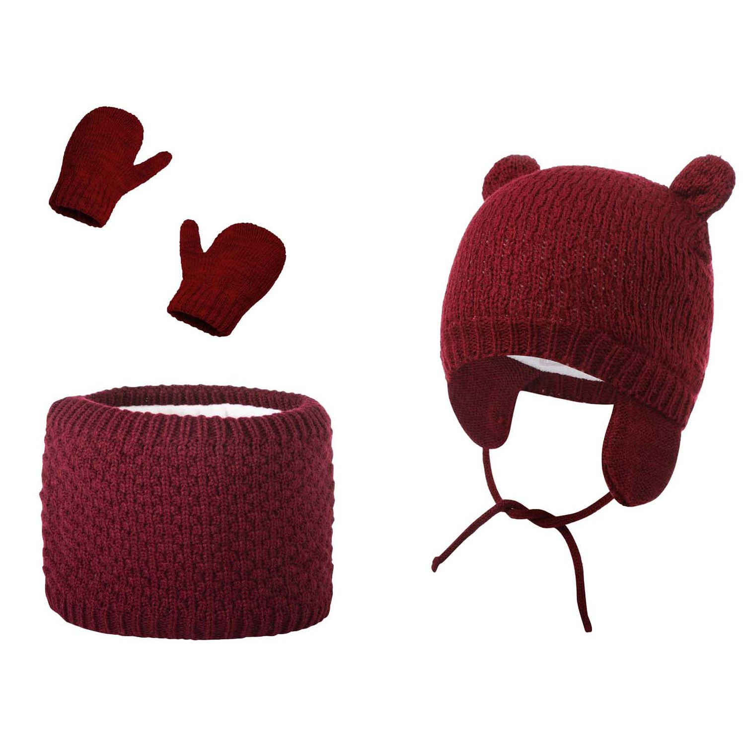 Kids Beanie Hat Cold-resistant Cute Cartoon Ear Scarf Gloves