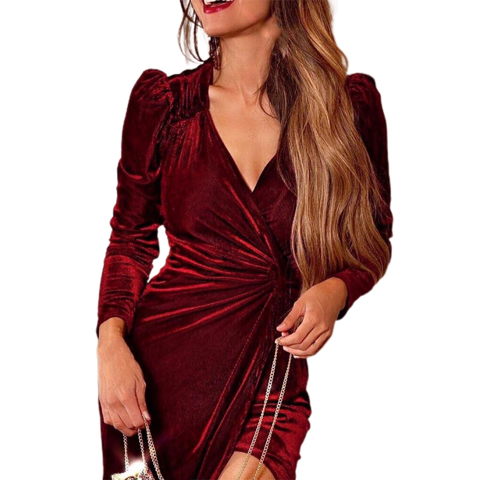 Party Dress Long Sleeve y Draped Split Skinny Party Dress