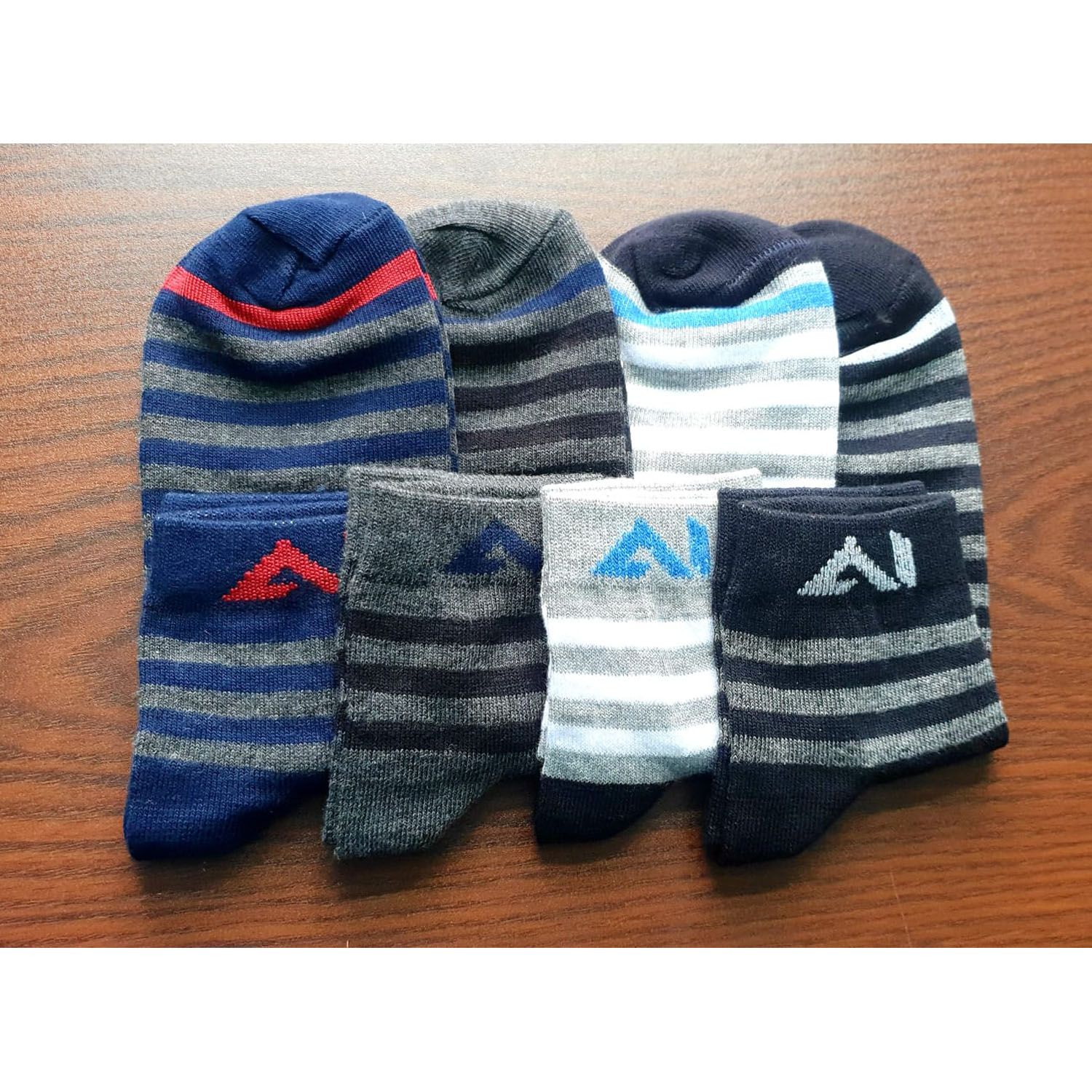 Men's Large stripe 4 pair stylish short socks