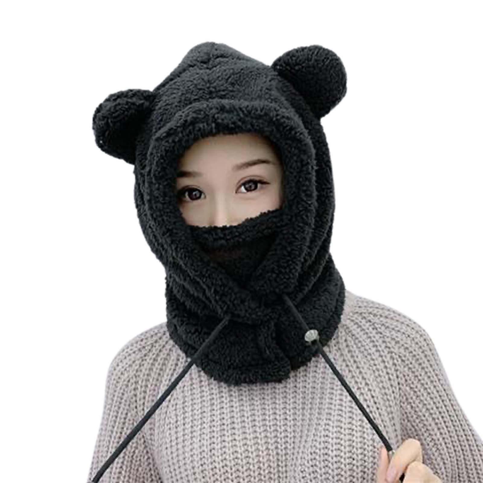 Women Face Cover Plush Lightweight Pure Color Hat