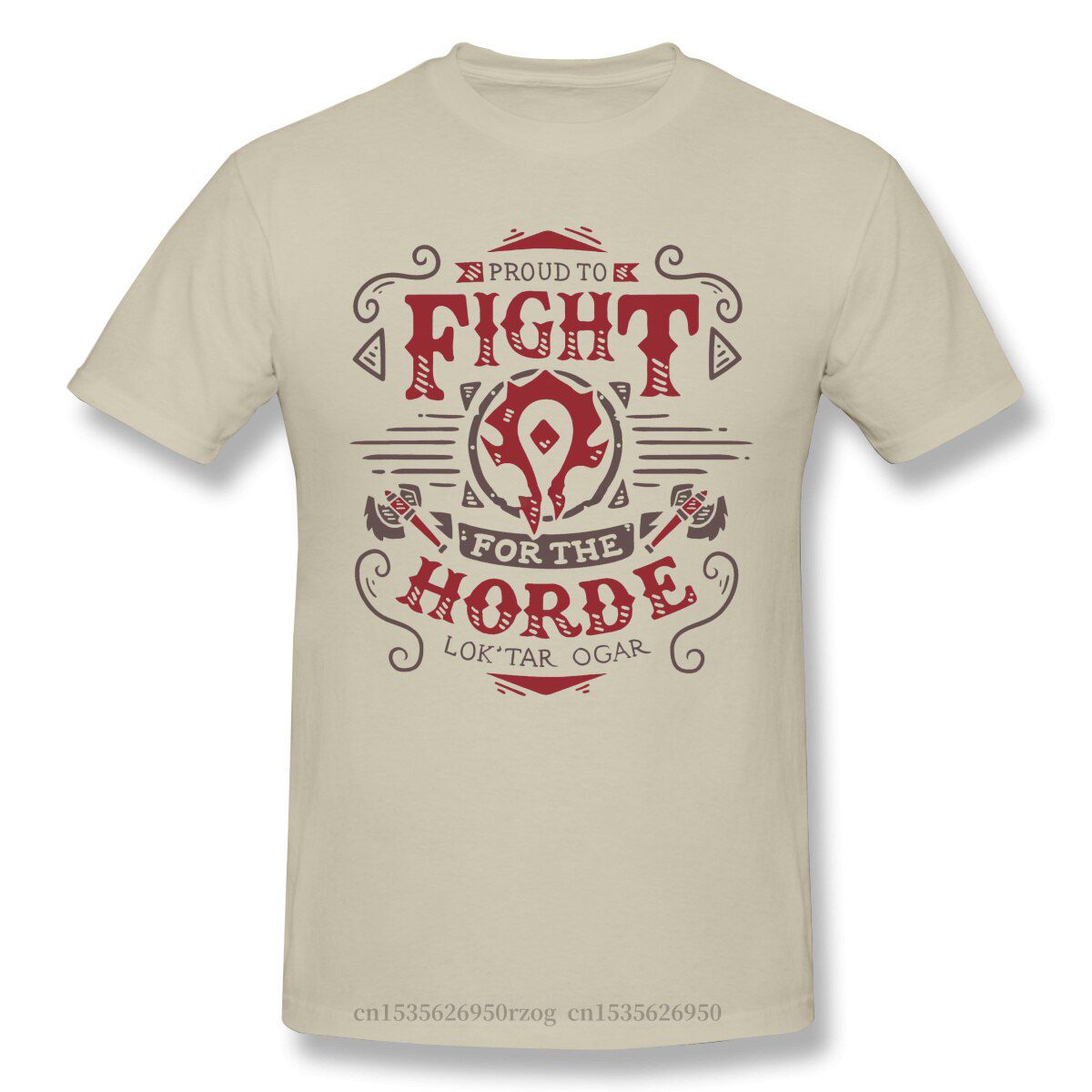 World of Warcraft Role-playing Game Individuality T-Shirt Fight For THorde Crewneck Cotton for Men