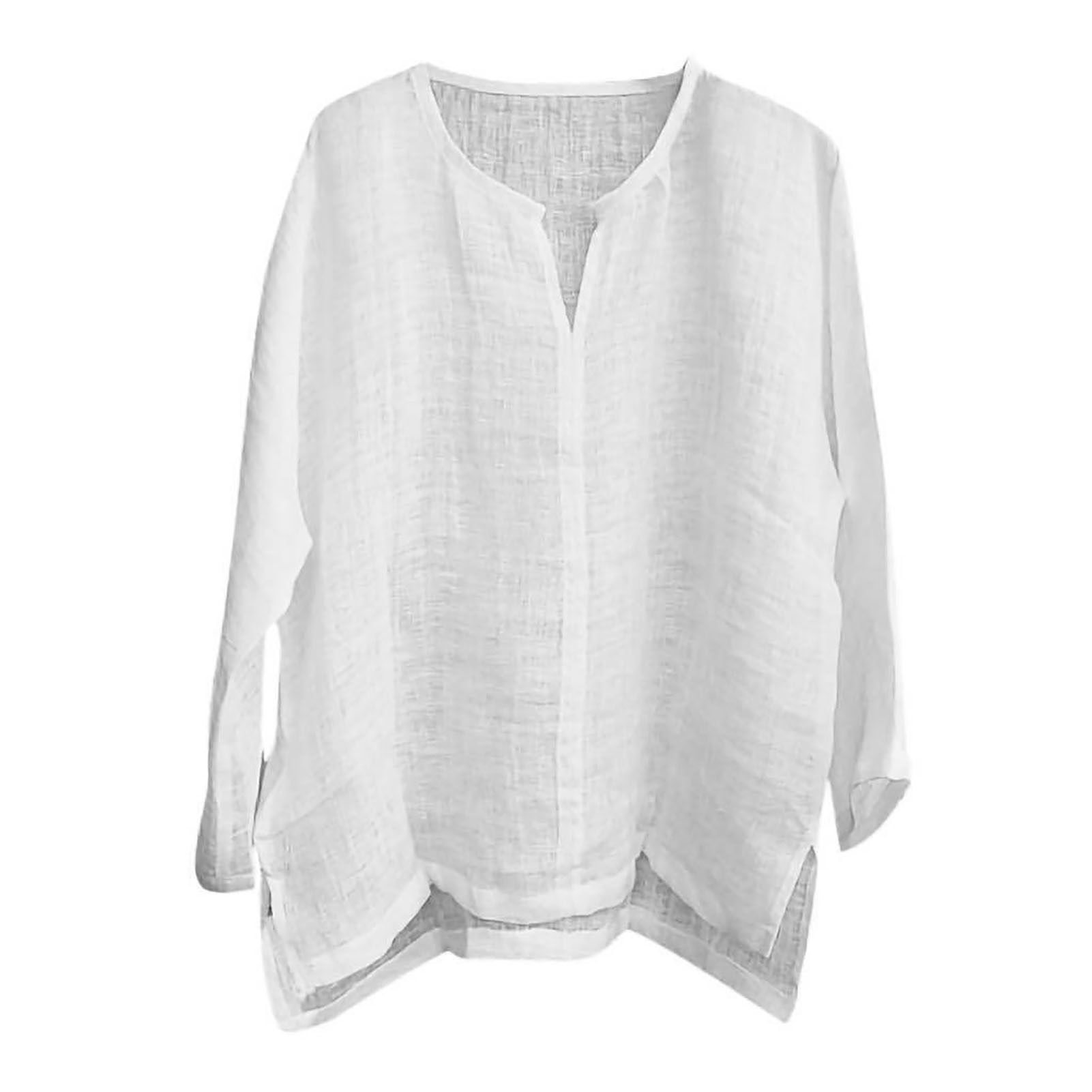 Long Sleeve Beach Shirt Chinese Style Thin Solid Color V Neck Loose Men Shirt Streetwear