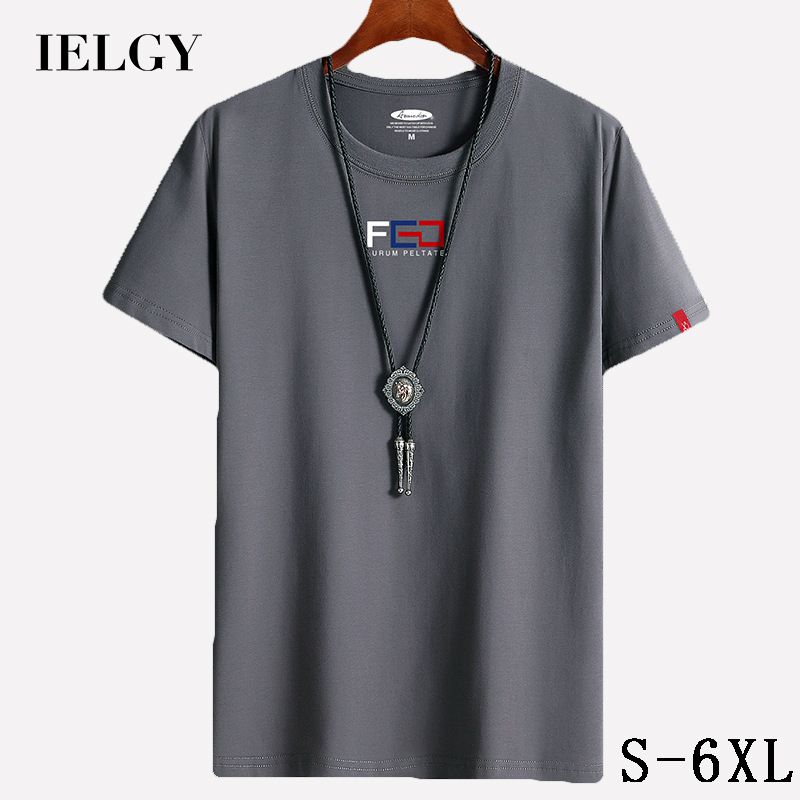 IELGY Men's short-sleeved t-shirt summer loose cotton body large size bottoming shirt