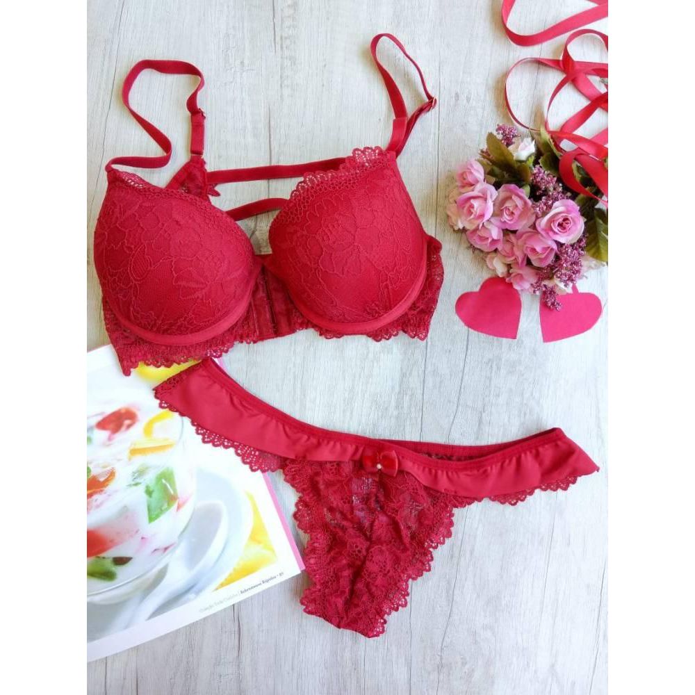 Magenta Comfort foam Bra thong Panty Set for Women