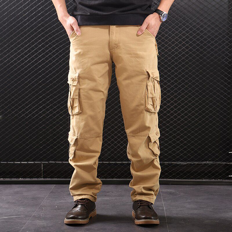 uflag Cargo Pants Men   Work Overalls Straight  Pants Multi-cket Baggy Casual Cotton Slacks Trousers