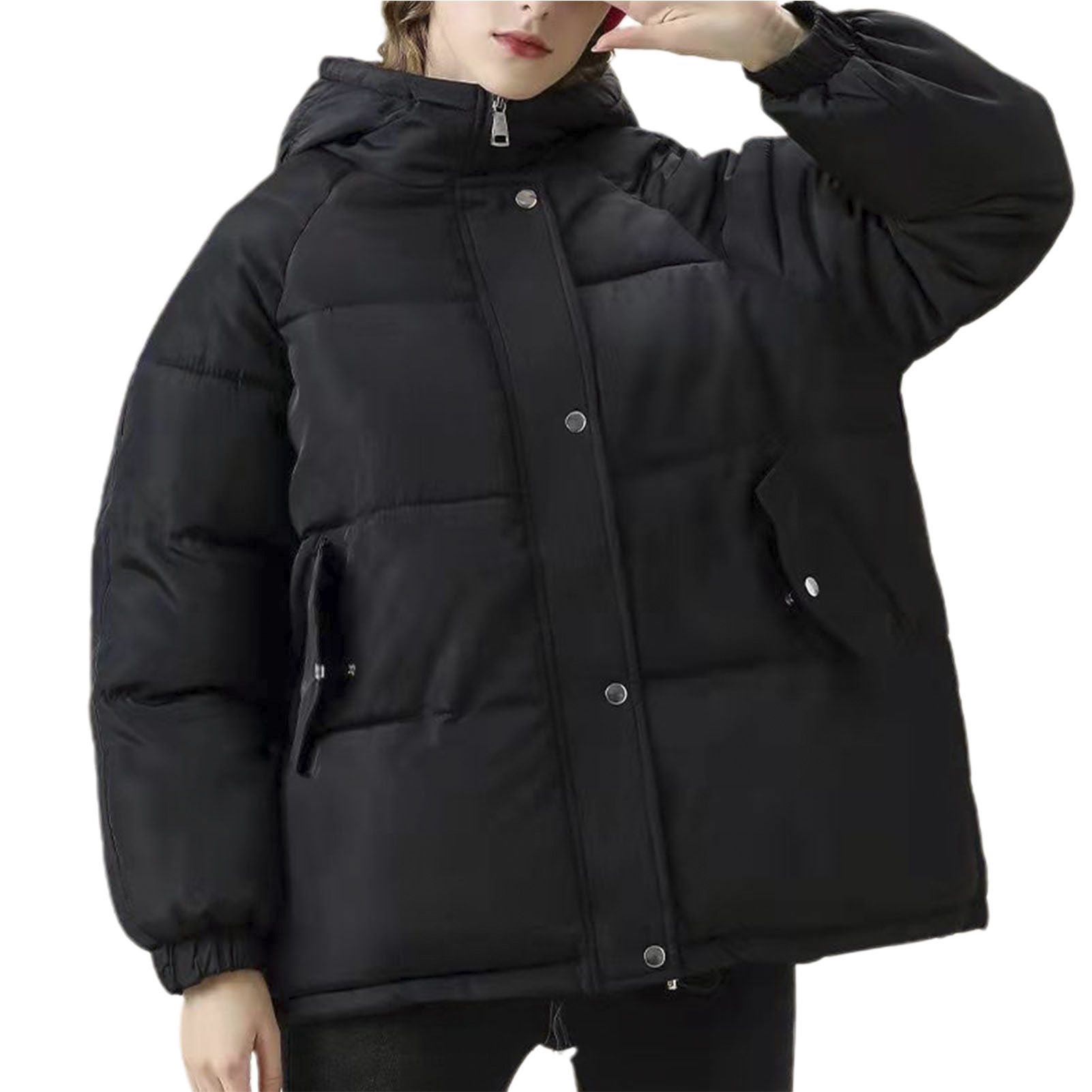 Quilted t Long-sleeved Stylish Hooded Loose Fit Women Warm Jket