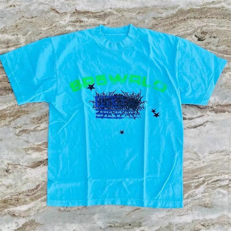 Foaming Printing Sp5der 555555 Angel number T Shirt Men Women 1:1 Best Quality Spider Web Pattern  T-shirt Top Tees