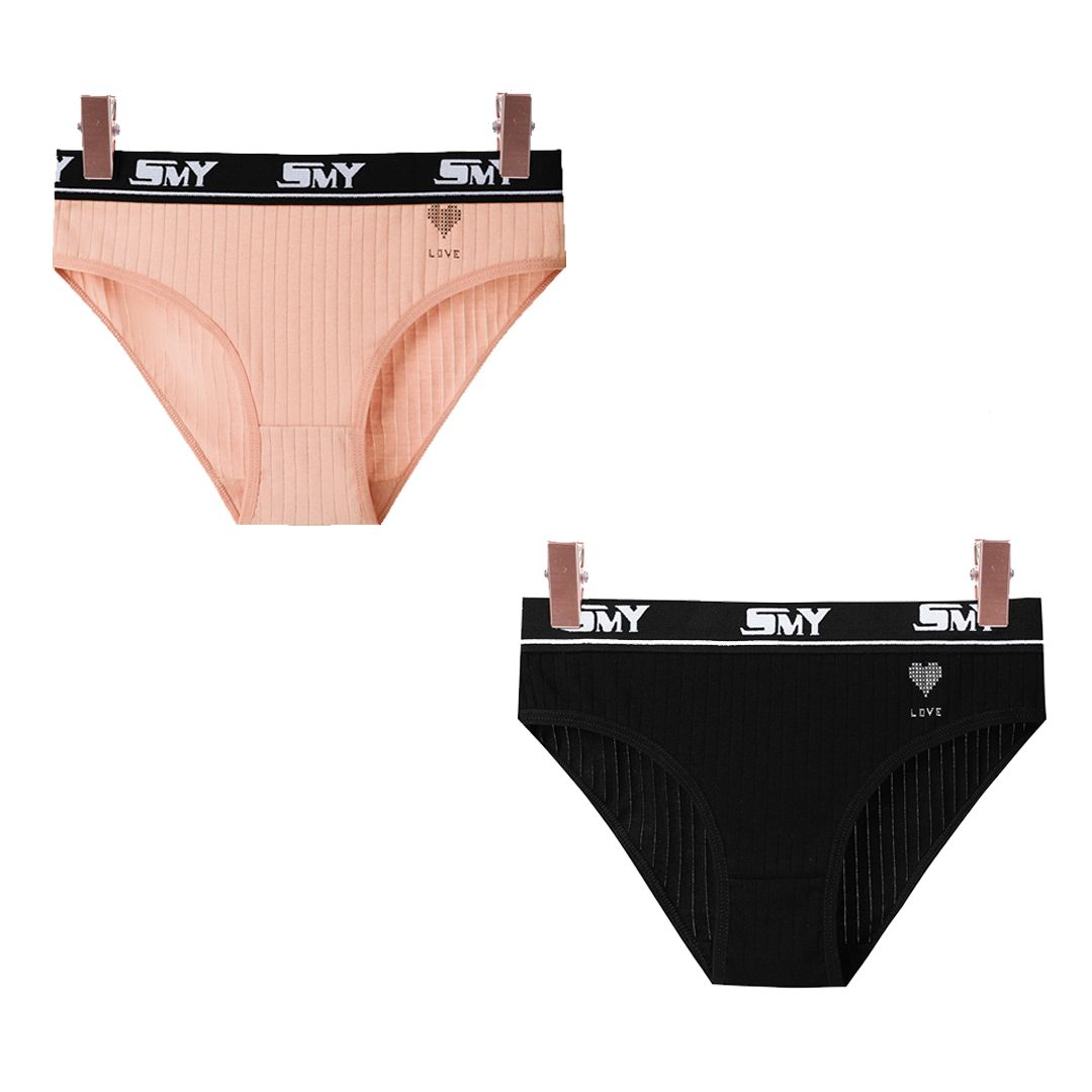 SMY 2PCS Soft Cotton Panty for Women simple print Ladies Briefs Low Waist Women Underwear