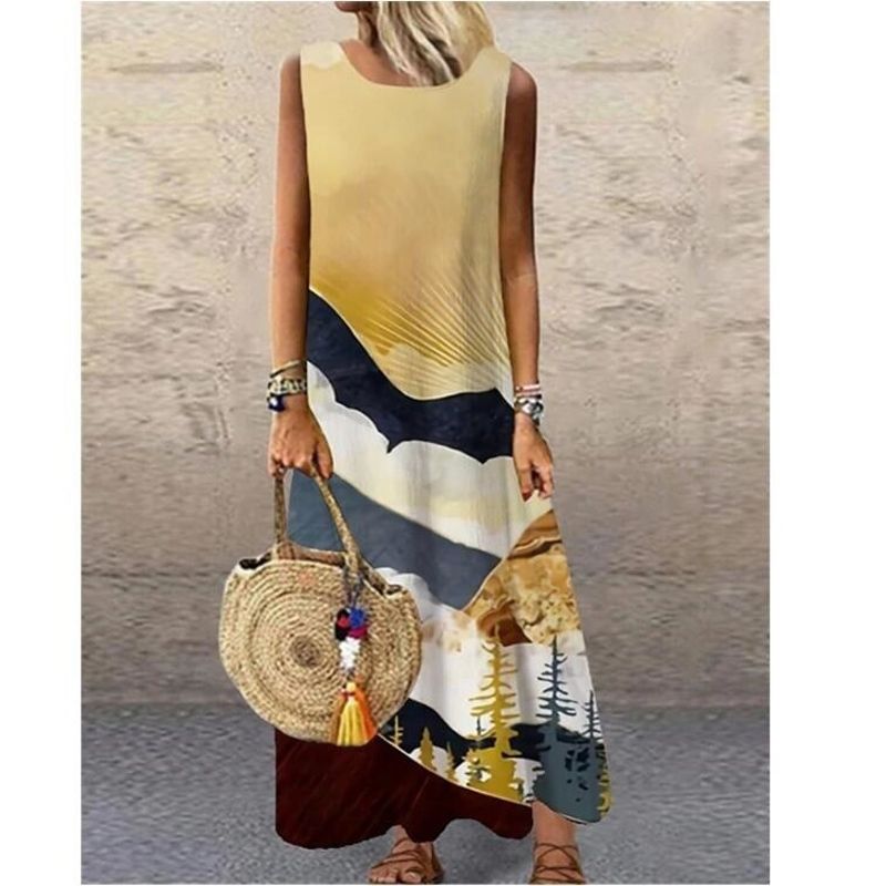 Summer Long Dress 2021 Elegant Robe Dress Party Sleeveless Dresses Women Casual Sundress Vintage Maxi Dresses For Women