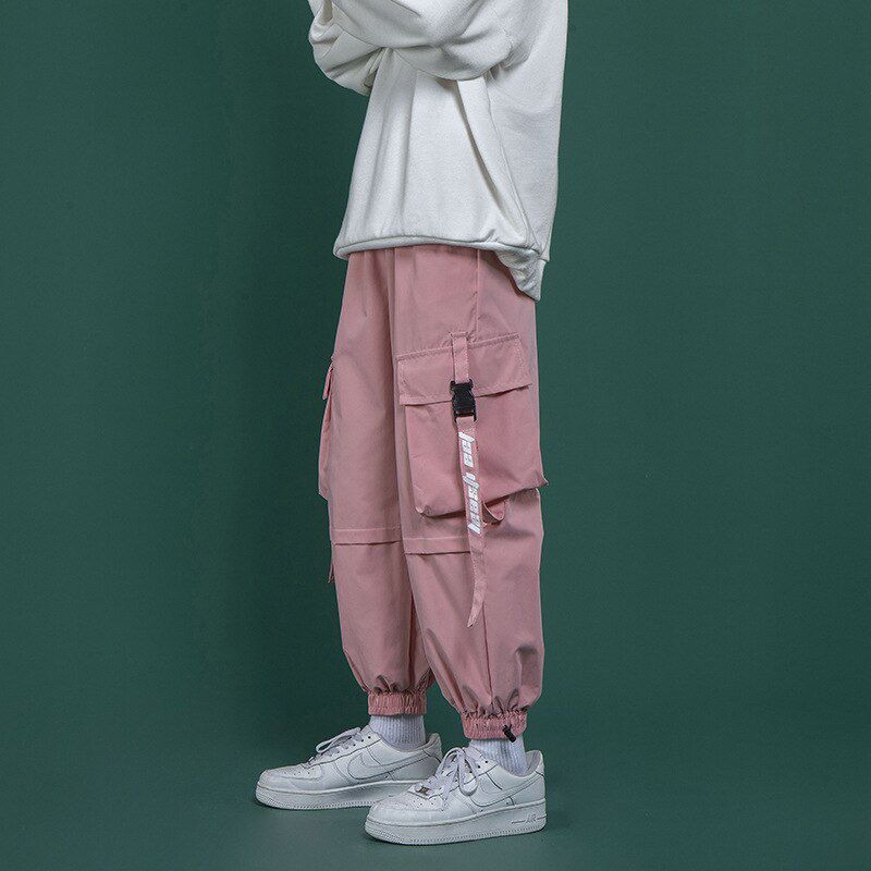 Men's Sideckets Cargo Harem Pants Ribbons PiHop Casual Male Joggers Trousers Fashion Casual Streetwear Pants 5XL