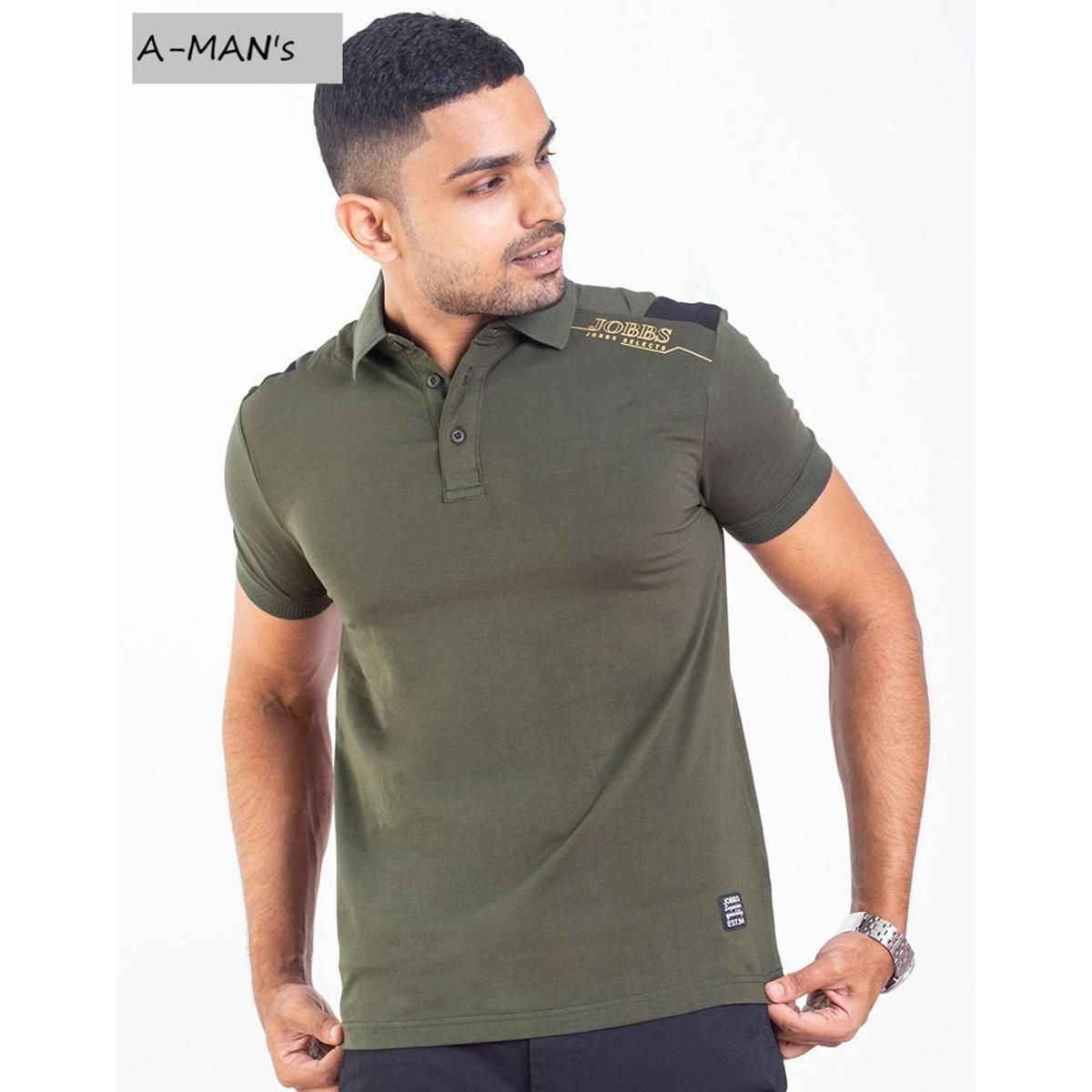 Premium quality cotton polo shirt for men(olive)-A-MAN's - Polo T Shirt For Men