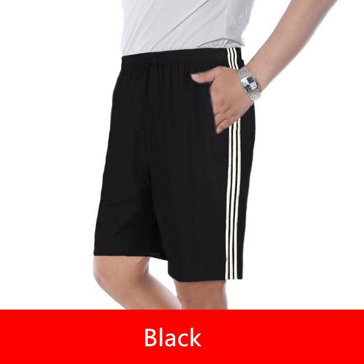 XL-6XL Summer New Men's Loose Plus Size Shorts With Pocket Cotton Short Pants Elastic Waist Gym Male Casual Sports Black Grey