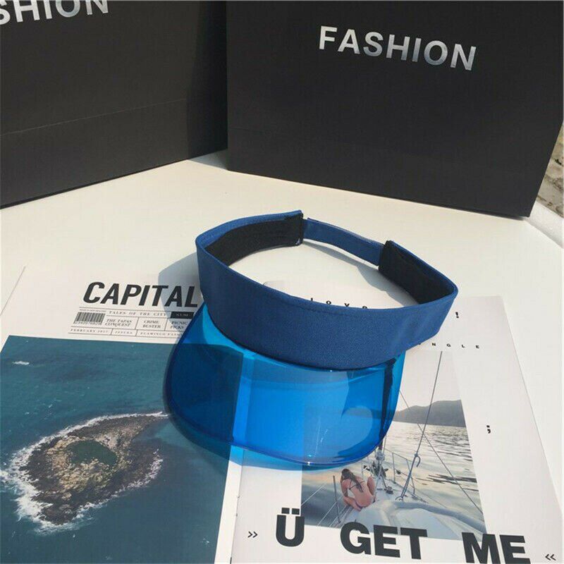 Women Summer UV Protection Sun Visor Plastic Hat Golf Sport Leopard Headband Cap