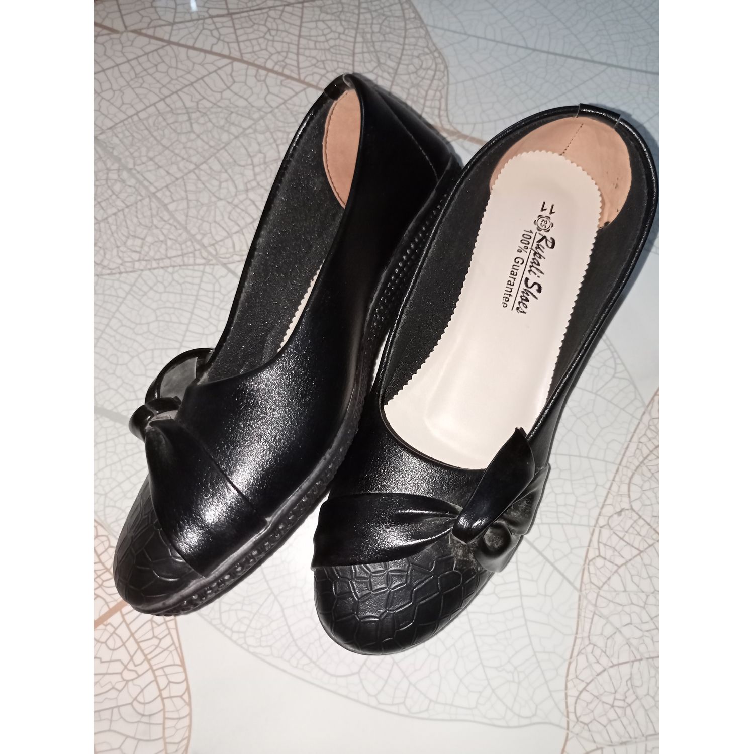 Ladies Shoe | Flat | Hand Made | Color - Black | Size - 6, 7, 8, 9, 10, 11 or 20.4, 21.5, 22.4, 22.6, 23.0 & 23.6 Centimeter