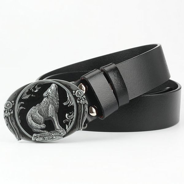 The Wolf series belt buckle leather belt Animal buckle Decorative belt