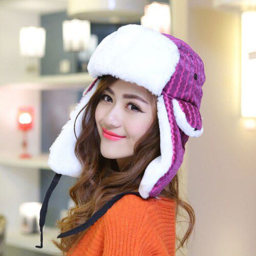 HT535 Fashion Hot Winter Bombers Fancy Russian Fur Hat Men Warm Russian Hats Solid Color Trapper Hats Wholesale