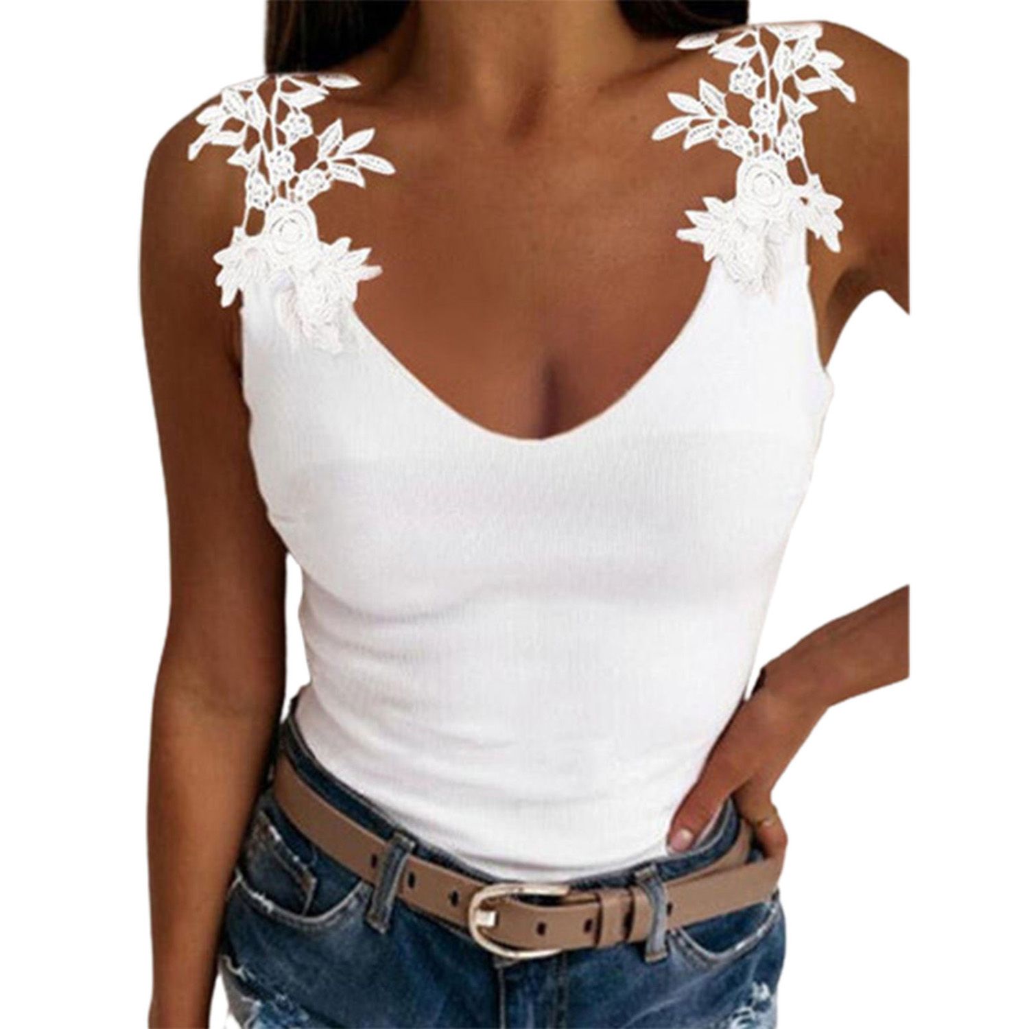 Summer Vest Moisture Wicking y Solid Color Slim Camisole Top