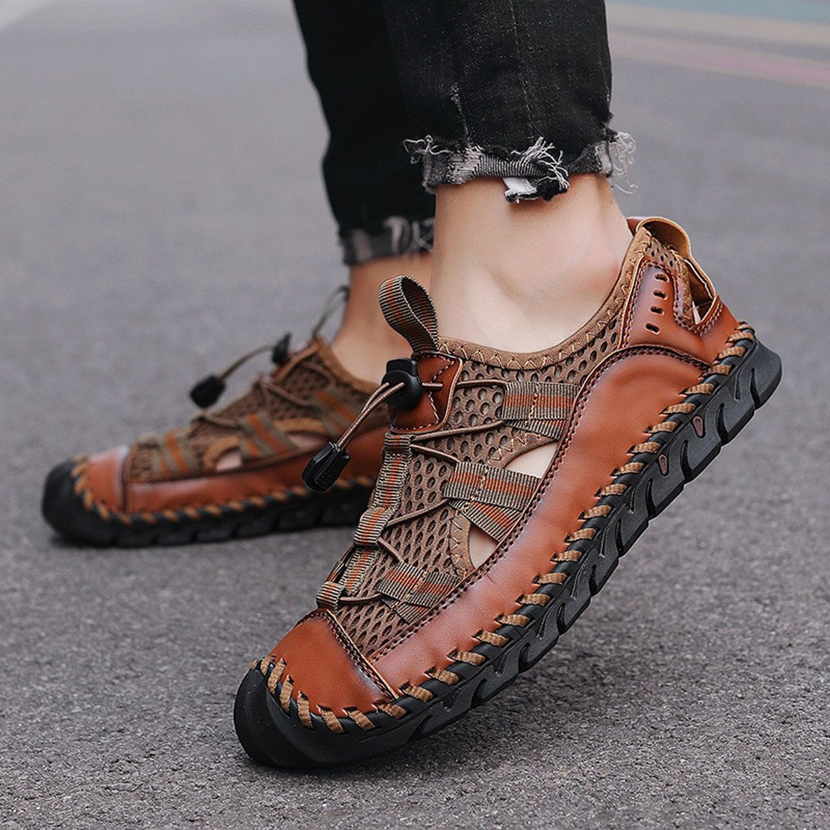 Hot Summer Men's Sandals Outdoor Leather Sandals Soft Men's Sandals Slides Handmade Drop Shipping Sandals Roman Outdoor Slippers