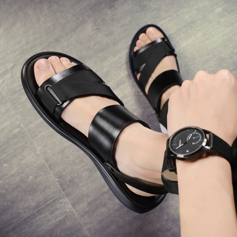 Qmaigie sandals for men 2022 Trend fashion summer outdoor all black shoes non-slip beach luxury brand sandal dual-purpose sandal