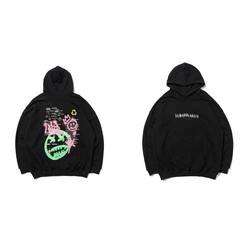 GONTHWID Graffiti ls and tions Smile Face Print Hooded Sweatshirts Hoodies  Hop Streetwear Fashion Casual Pullover Tops