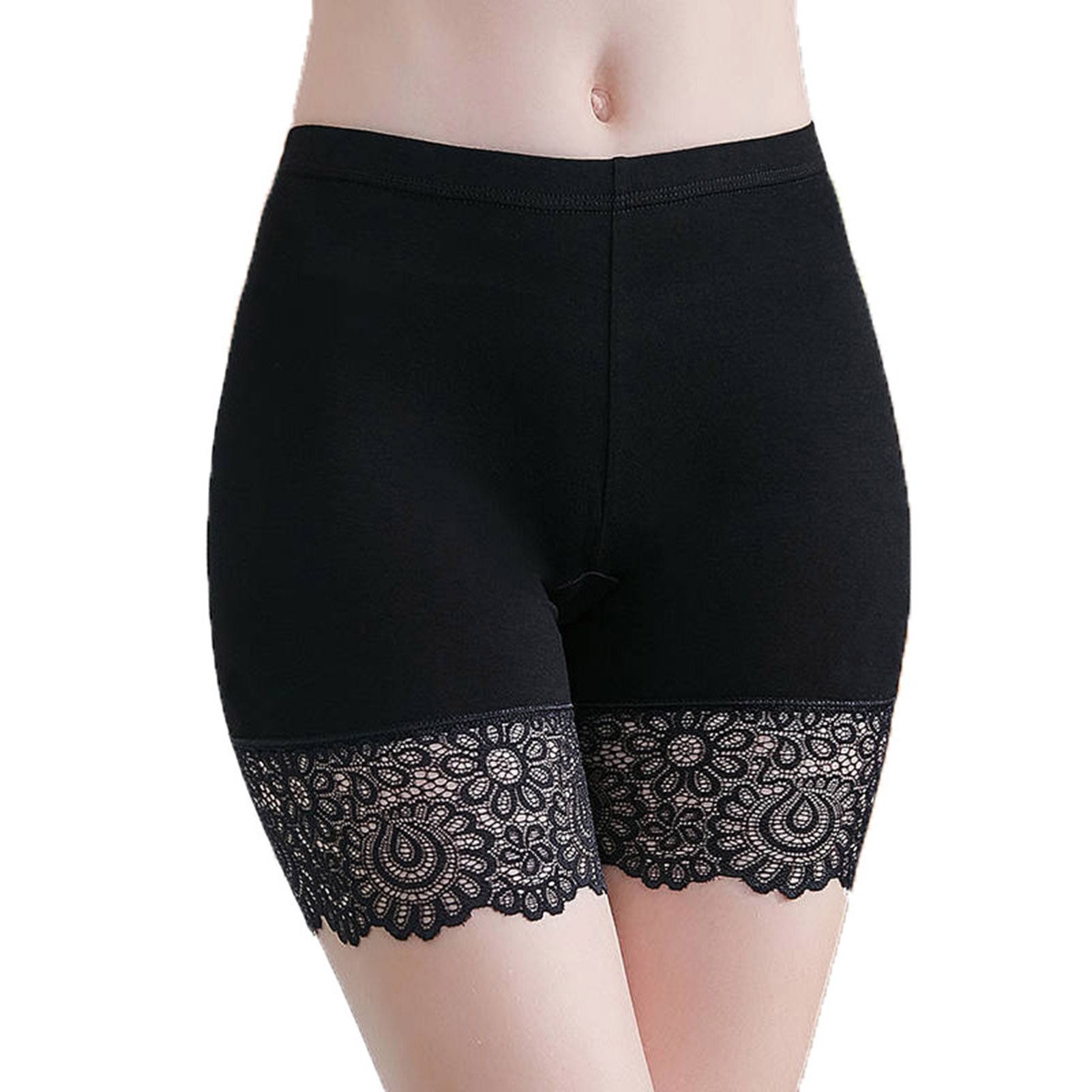 Women Shorts High Waisted Close Fit Hollow Out Safety Pants
