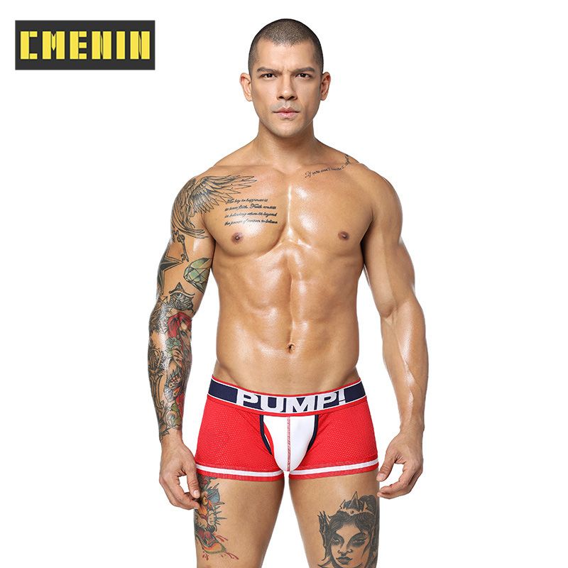 CMENIN 1pcs (1 Pieces) PUMP Mesh Soft Boxer Men Underware Trunks Ins Style Striped  Mens Underwear Boxershorts Sport 2021 New H399