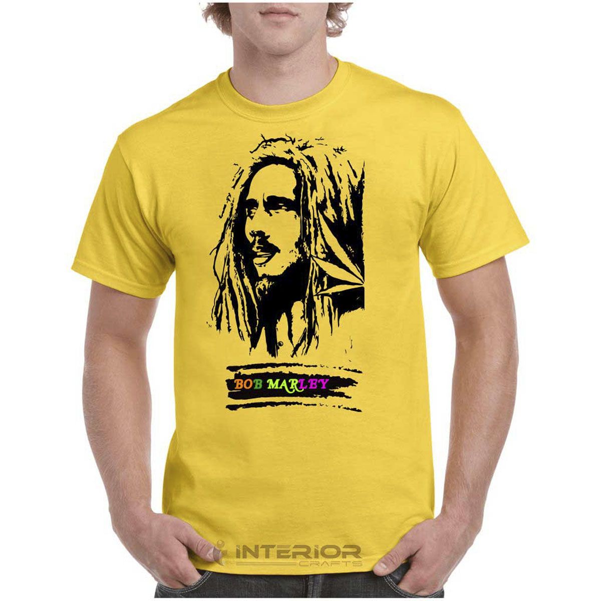 BOB Marley art T-shirt Graphic Printed Half Sleeve Round Neck T-Shirt for Men - Genji
