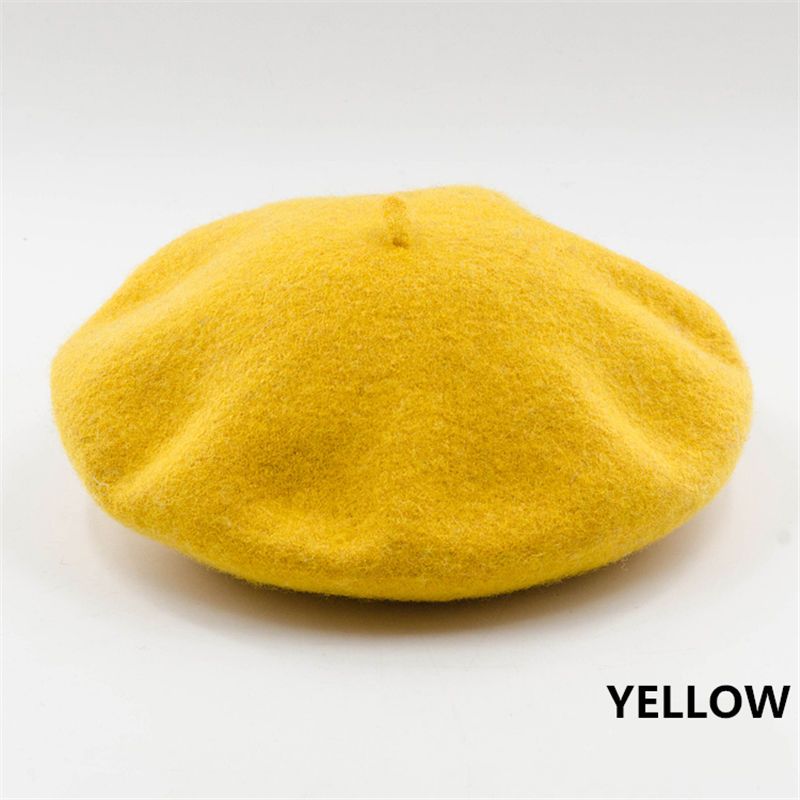 Winter Warm faux Wool Beret Women Girls French Artist Beanie Hat Cap red black purple beige orange Kawaii Flat Top caps warmers