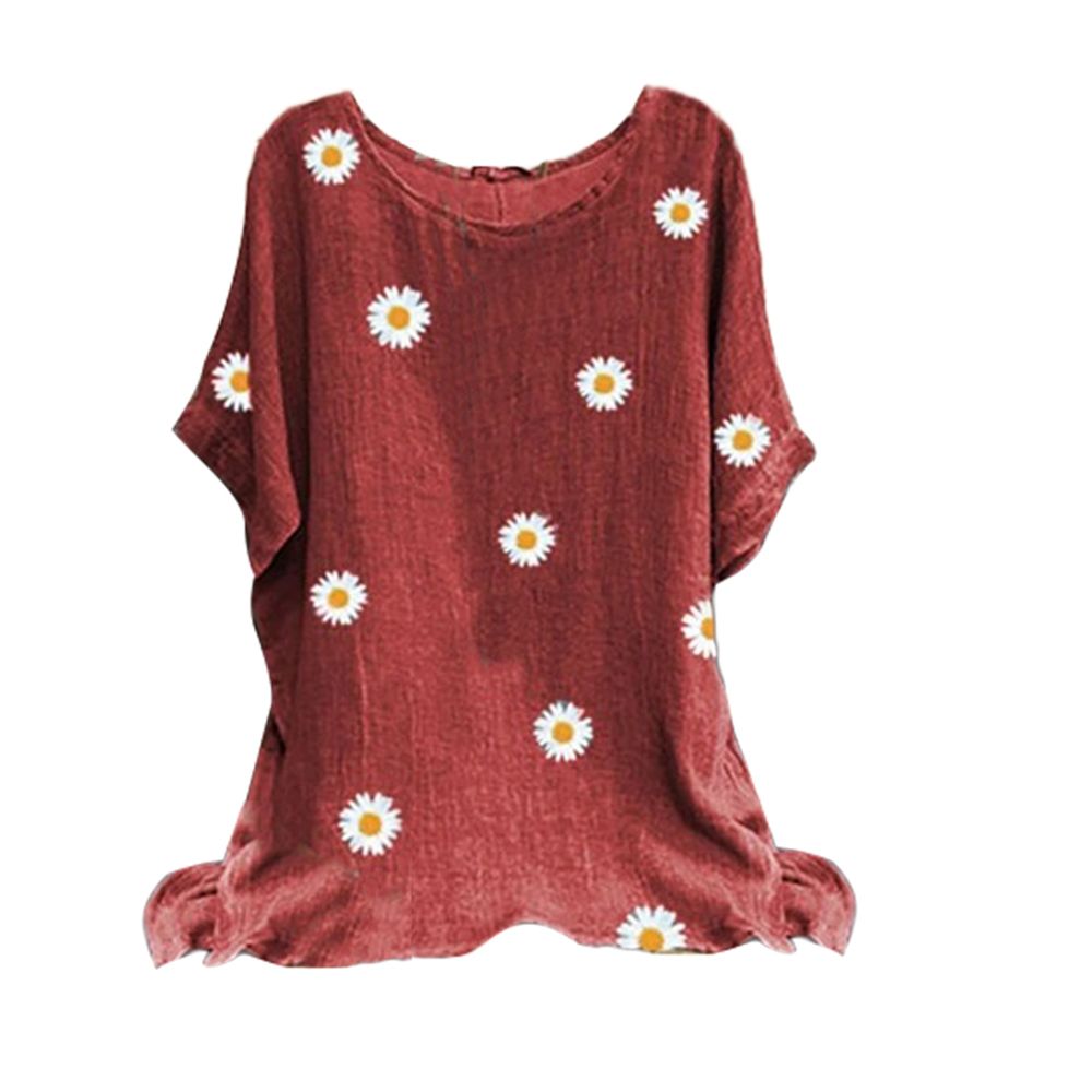 Women O Neck Short Sleeve Cotton Linen T-shirt