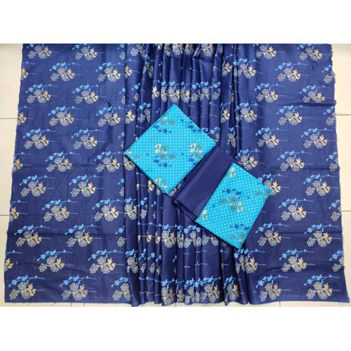 Unstiched Skin Print Cotton Shalwar Kameez For Woman