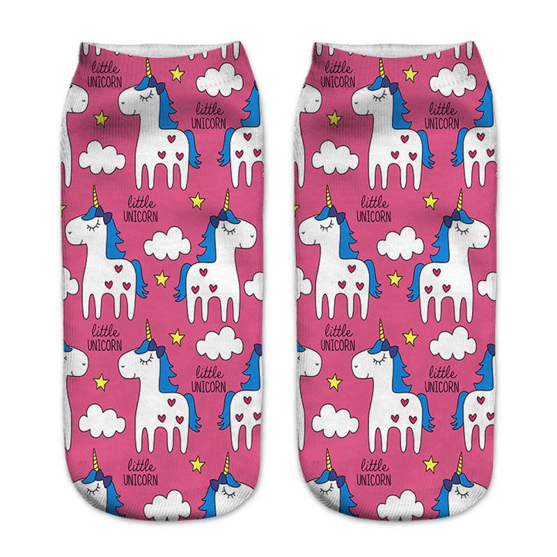 Funny Art Licorne Socks Women Low Cut Ankle Short Socks Harajuku Unicorn Print 3D Socks Female Girls Gift Dropship