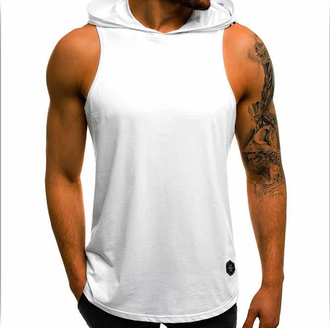Mens Muscle Hoodie Tank Top Bodybuilding Gym Workout Sleeveless Vest T-shirt