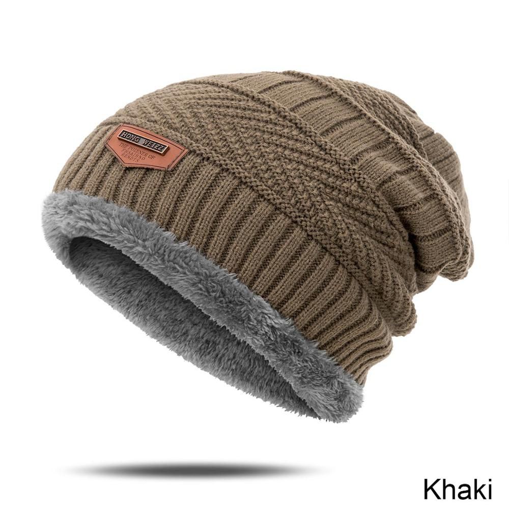 IWINTER Winter Men's Hat Hats Warm Plus Velvet Hat 2020 Skullies Beanie Soft Knitted Beanies Bonnet High Quality