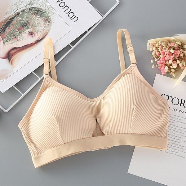 DERUILADY  Hollow Solid Color Women Bra Thin strap Push Up Bra Wire Free Seamless Underwear Slim Fit Cozy Thread Female Bras