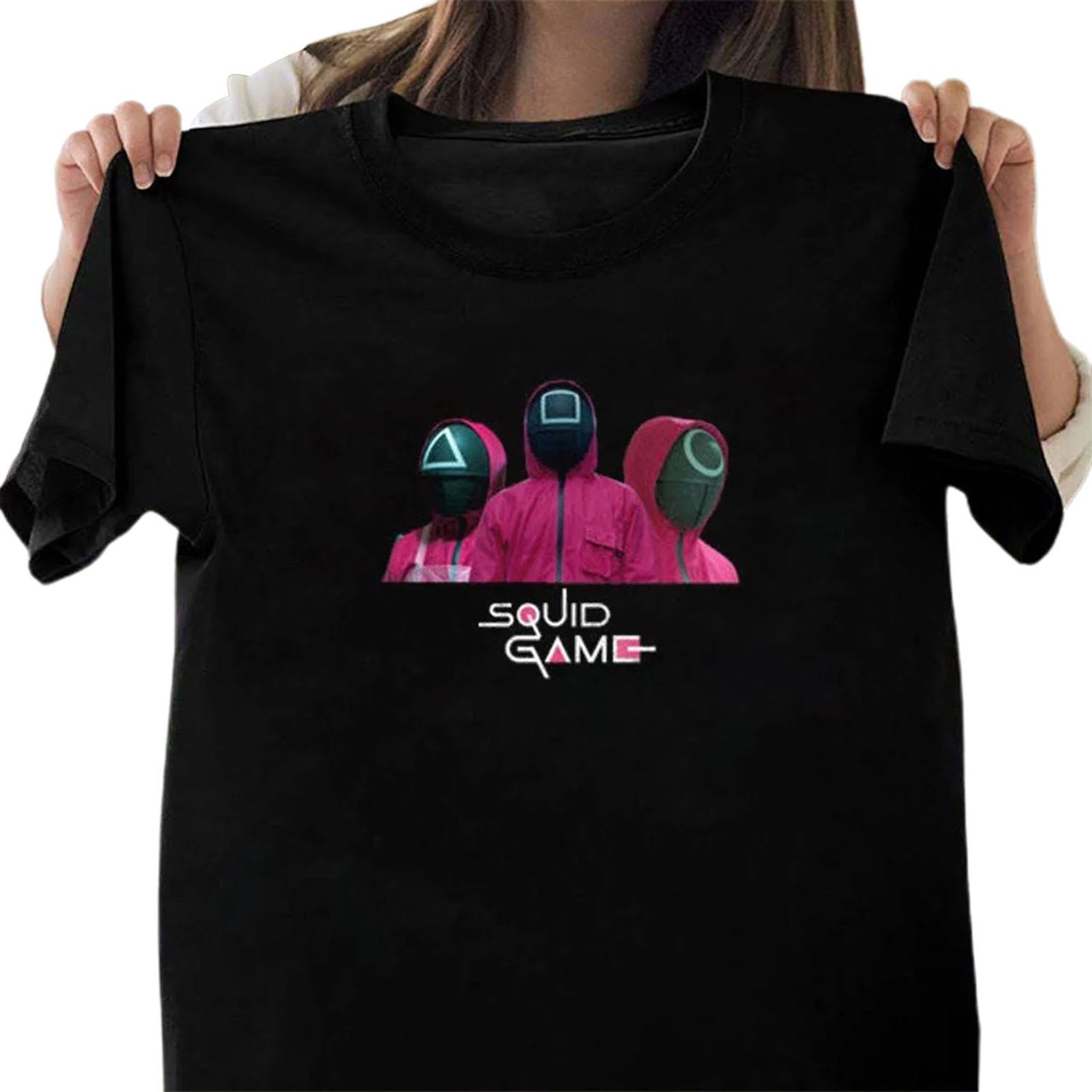 Men T-shirt Soft Round Neck Short Sleeve Squid Game Cosplay T-shirt