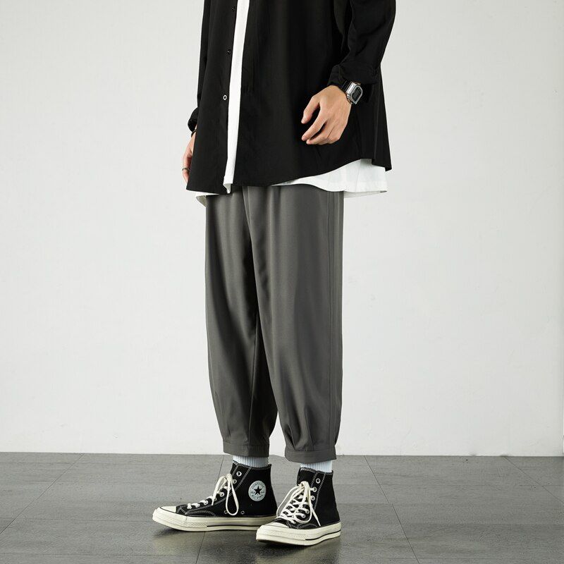 Single Road Mens Joggers Men Summer Solid Pants Straight Japanese Streetwear Trousers Casual Black Harem Pants For Men